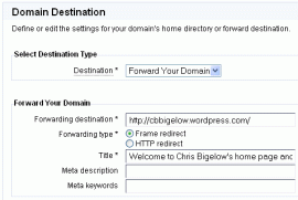 Domain destination control panel